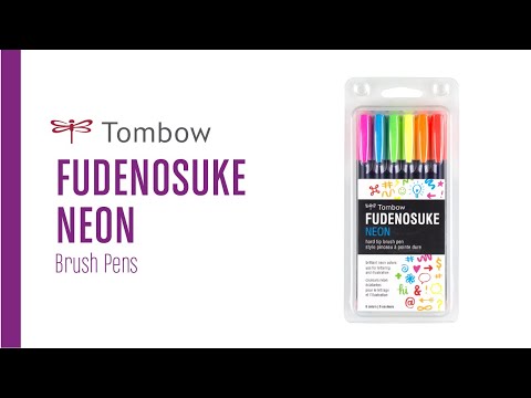 Fudenosuke Neon Brush Pen Set, 6-Pack