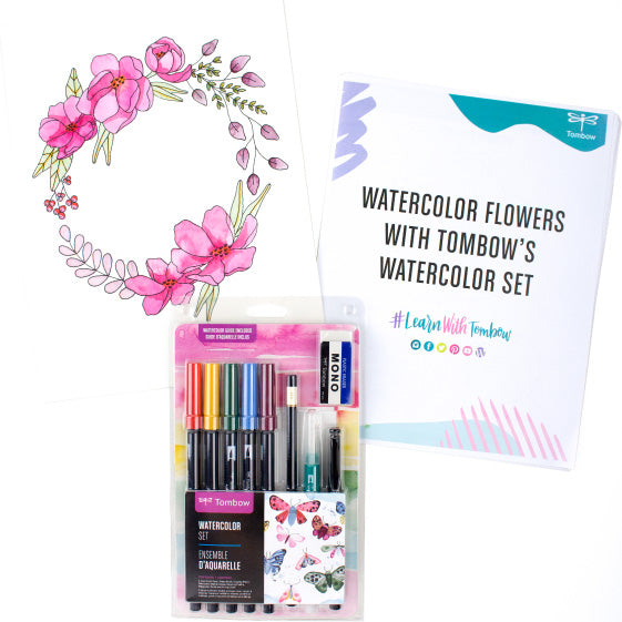Floral images with Tombow watercolor set.