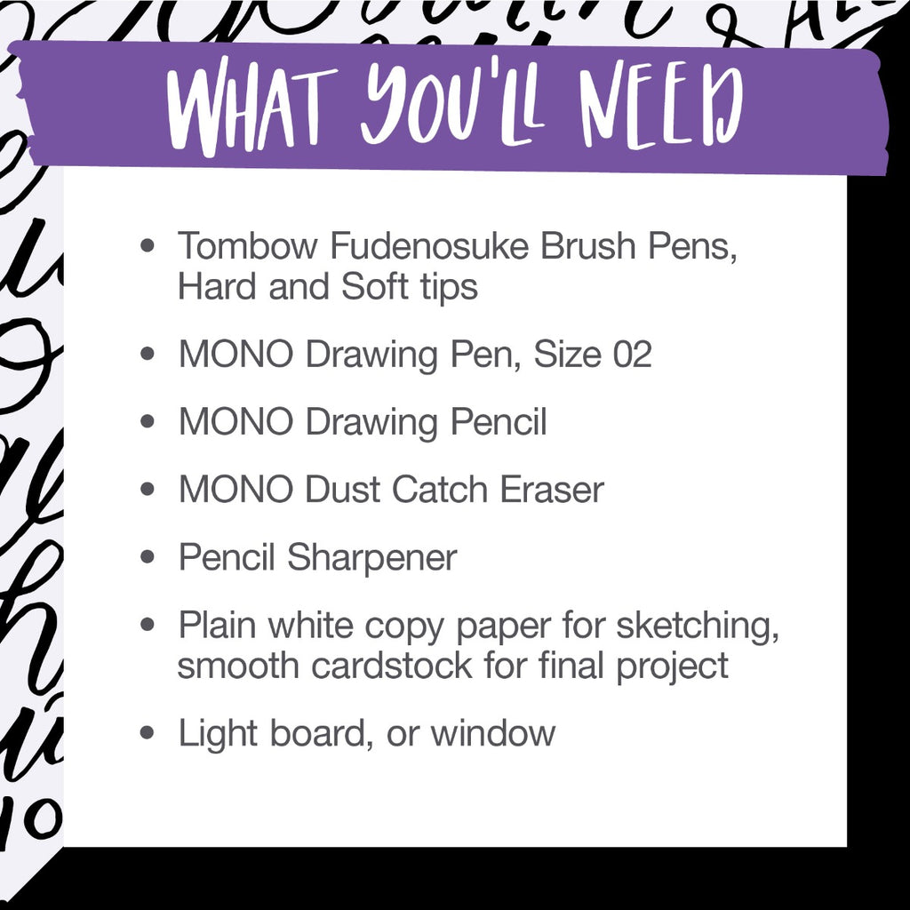 Picture listing the supplies that will be needed for the workshop.