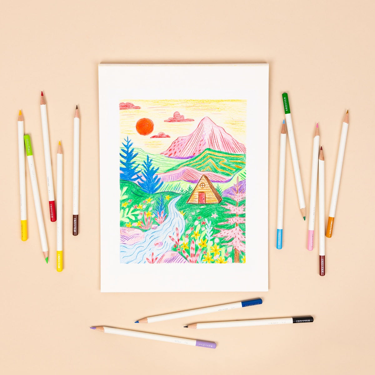 Irojiten Colored Pencils Desk Cup, Cottage