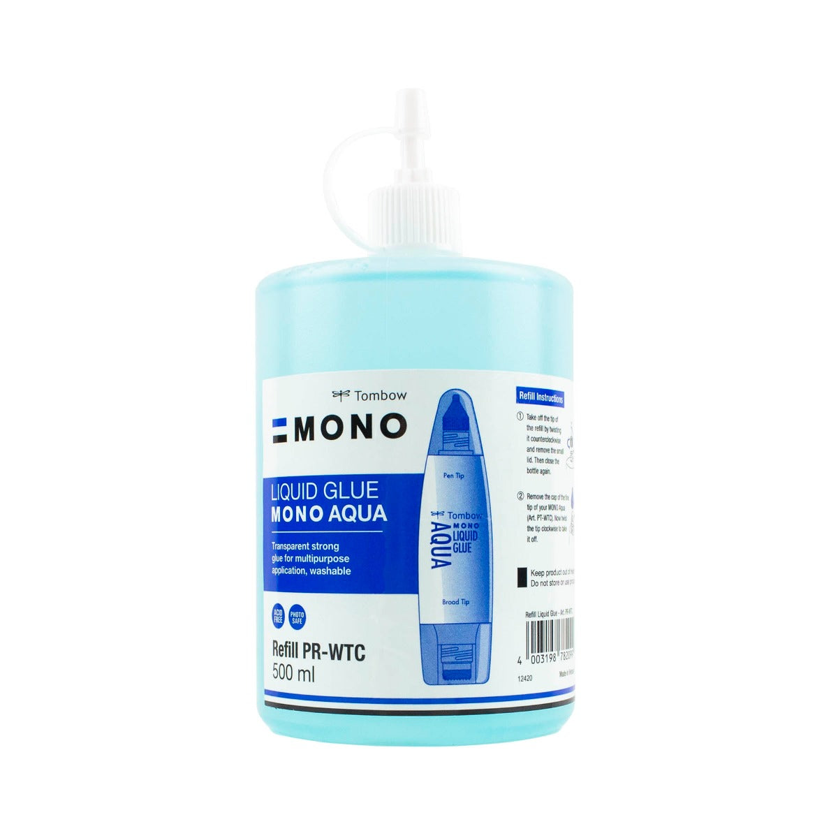 MONO Aqua Liquid Glue, 500 ml Refill, Clear Glue