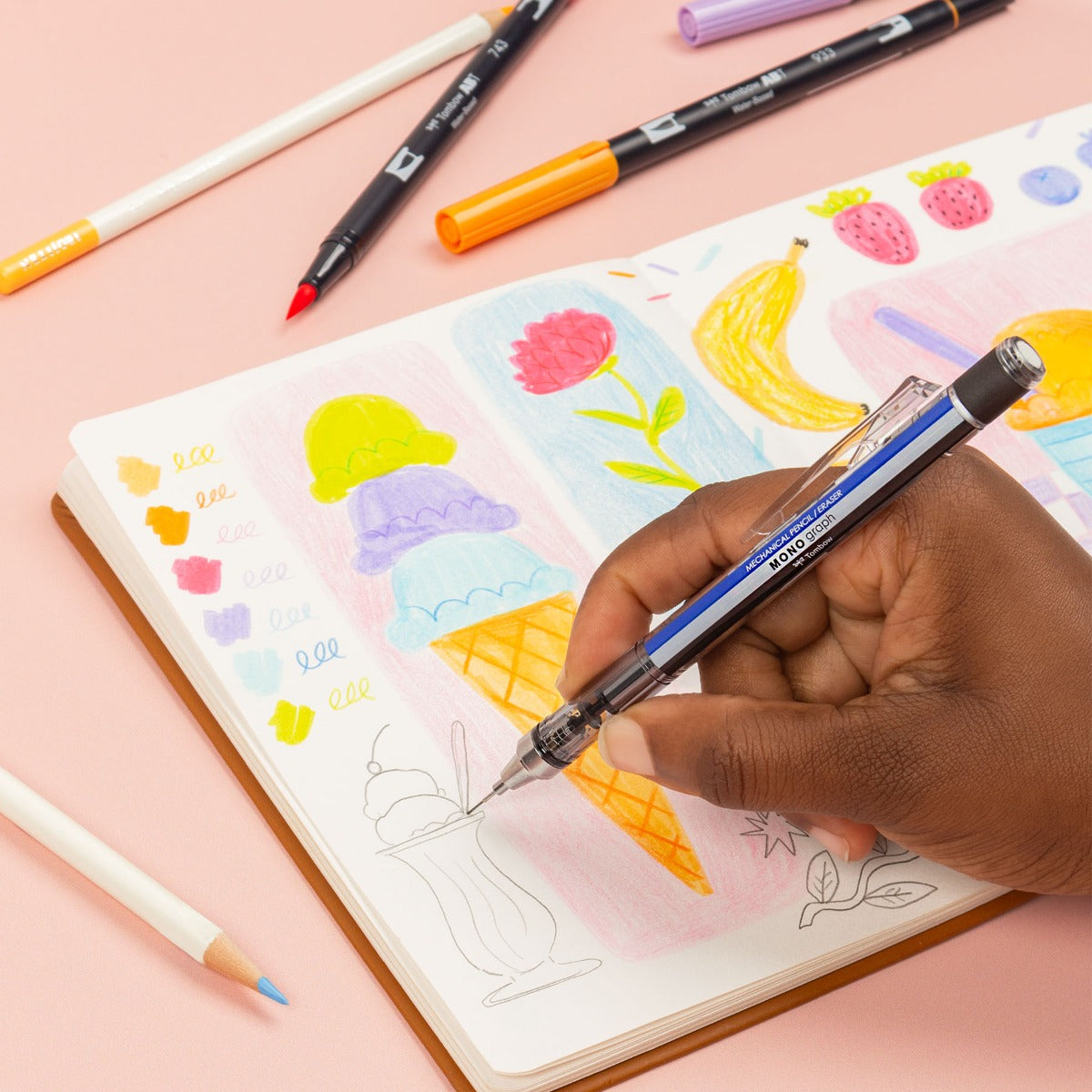 MONO Graph Mechanical Pencil, Tri-Color, Refillable, 0.5mm