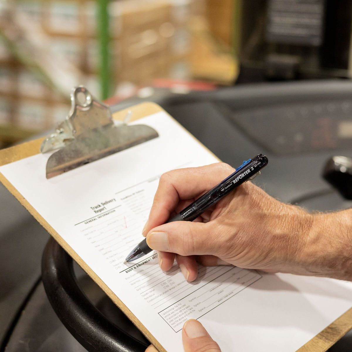 MONO Reporter 3-Color Retractable Ballpoint Pen, Smoke, Black, Blue & Red Ink, 0.7mm