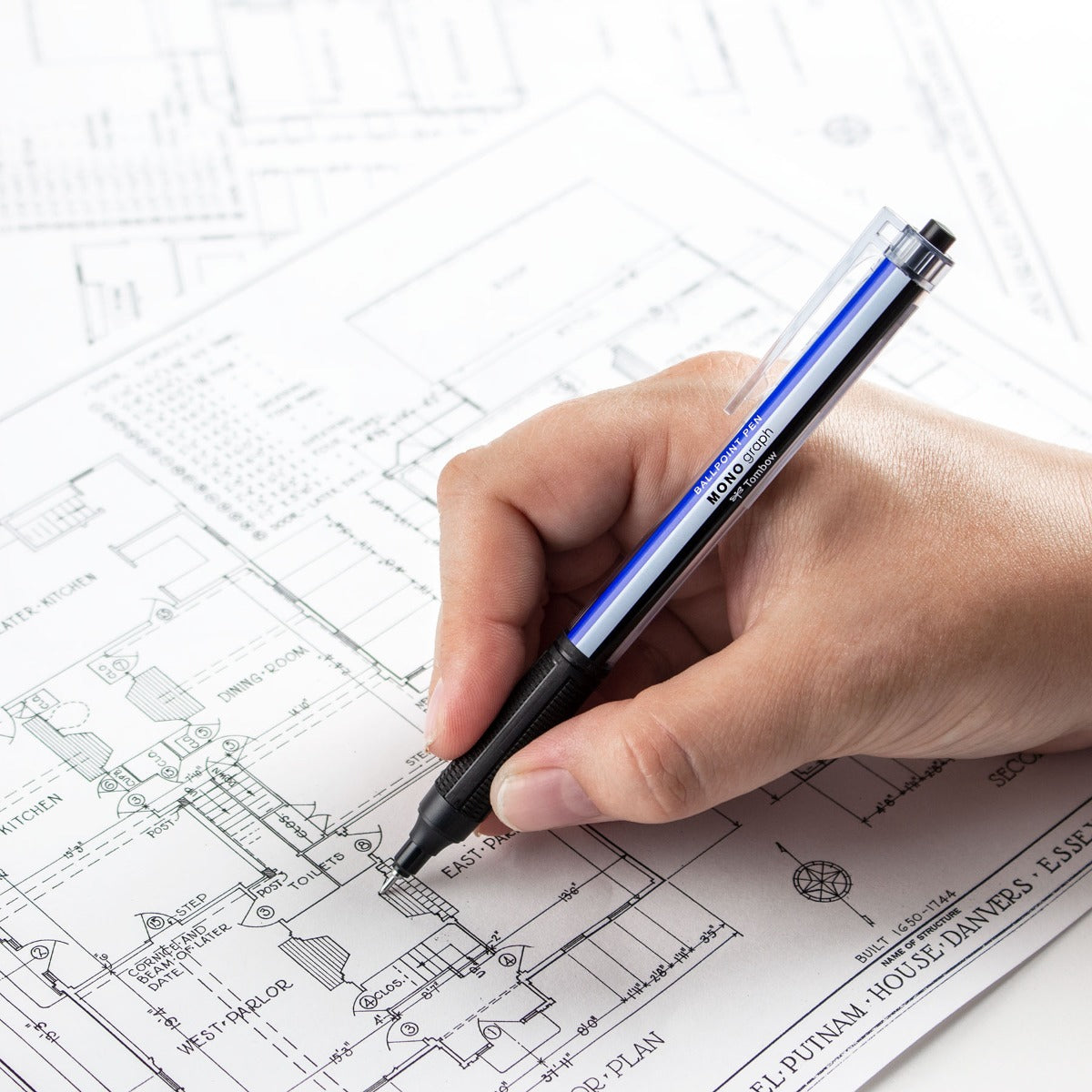 MONO Graph Lite Ballpoint Pen, TriColor, Black Ink, Refillable