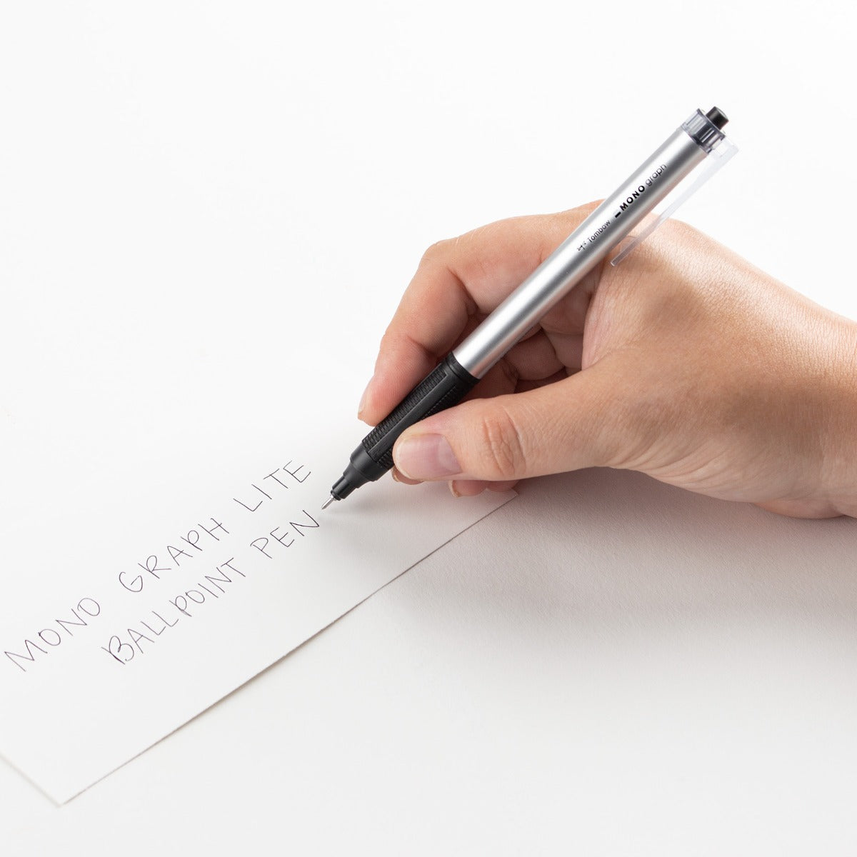 MONO Graph Lite Ballpoint Pen, Silver, Black Ink, Refillable