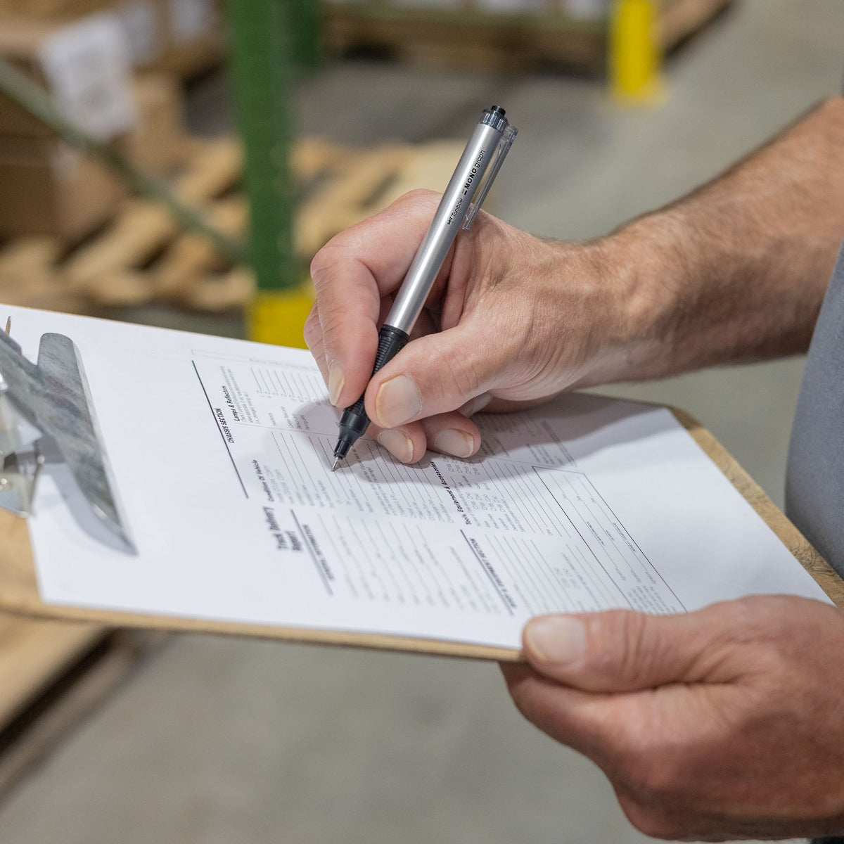 MONO Graph Lite Ballpoint Pen, Silver, Black Ink, Refillable