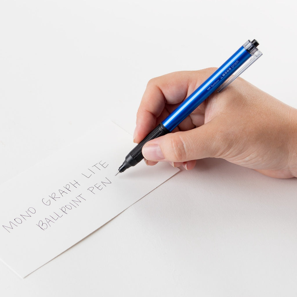 MONO Graph Lite Ballpoint Pen, Light Blue, Black Ink, Refillable