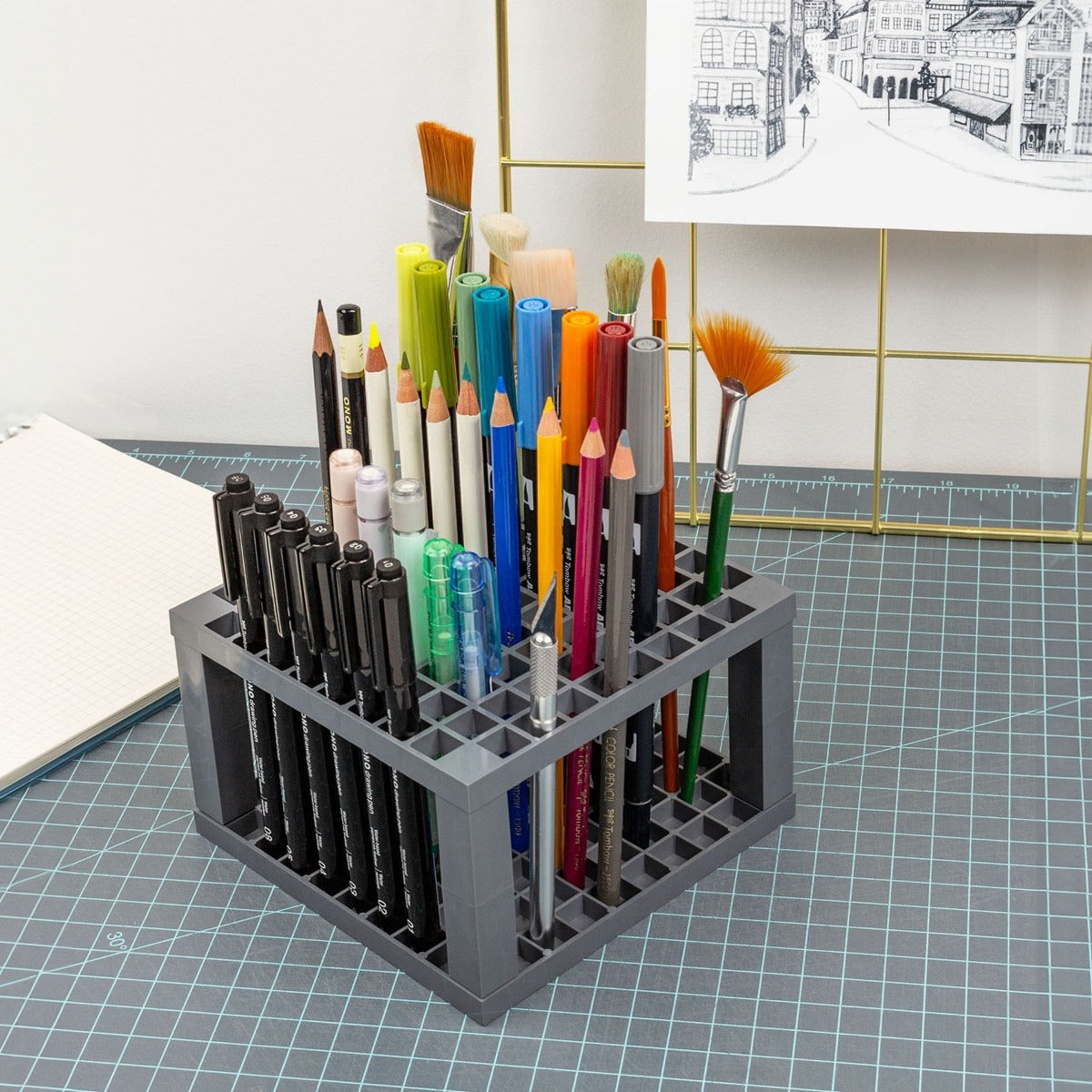 Dual Brush Pen Desk Stand