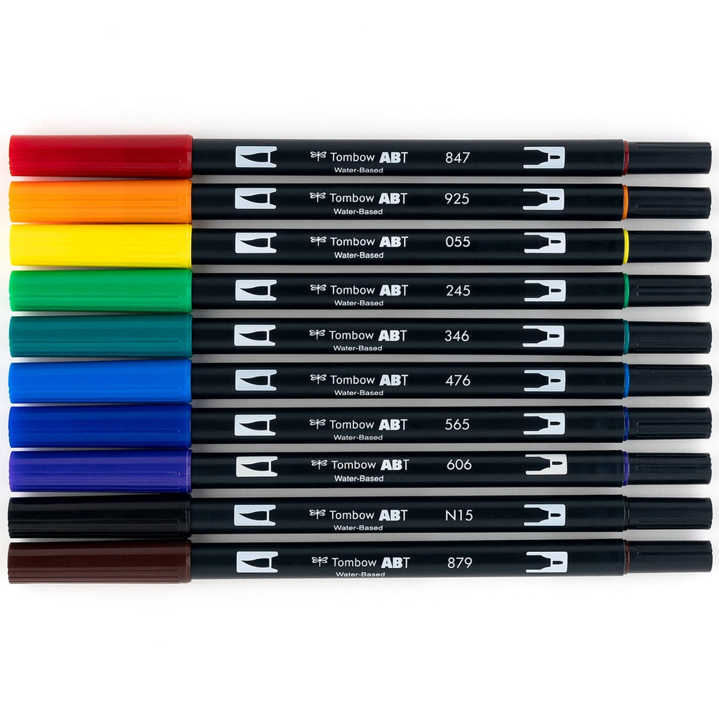 Dual Brush Pen Art Markers, Primary, 10-Pack