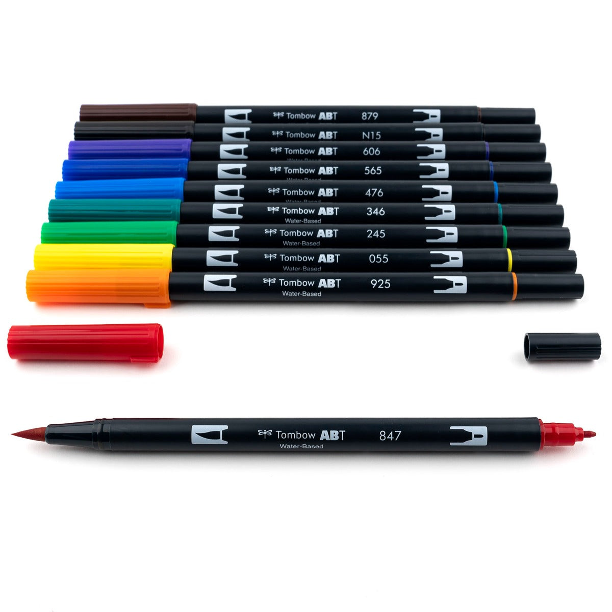 Dual Brush Pen Art Markers 10-Pack | Primary Colors | Brush