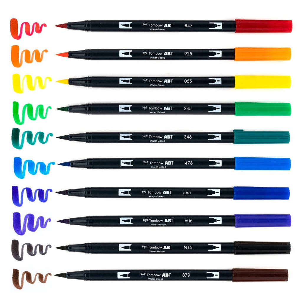 Dual Brush Pen Art Markers, Primary, 10-Pack