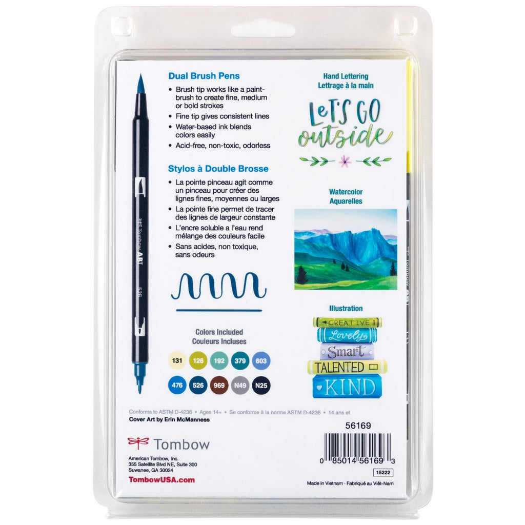 Dual Brush Pen Art Markers, Landscape, 10-Pack