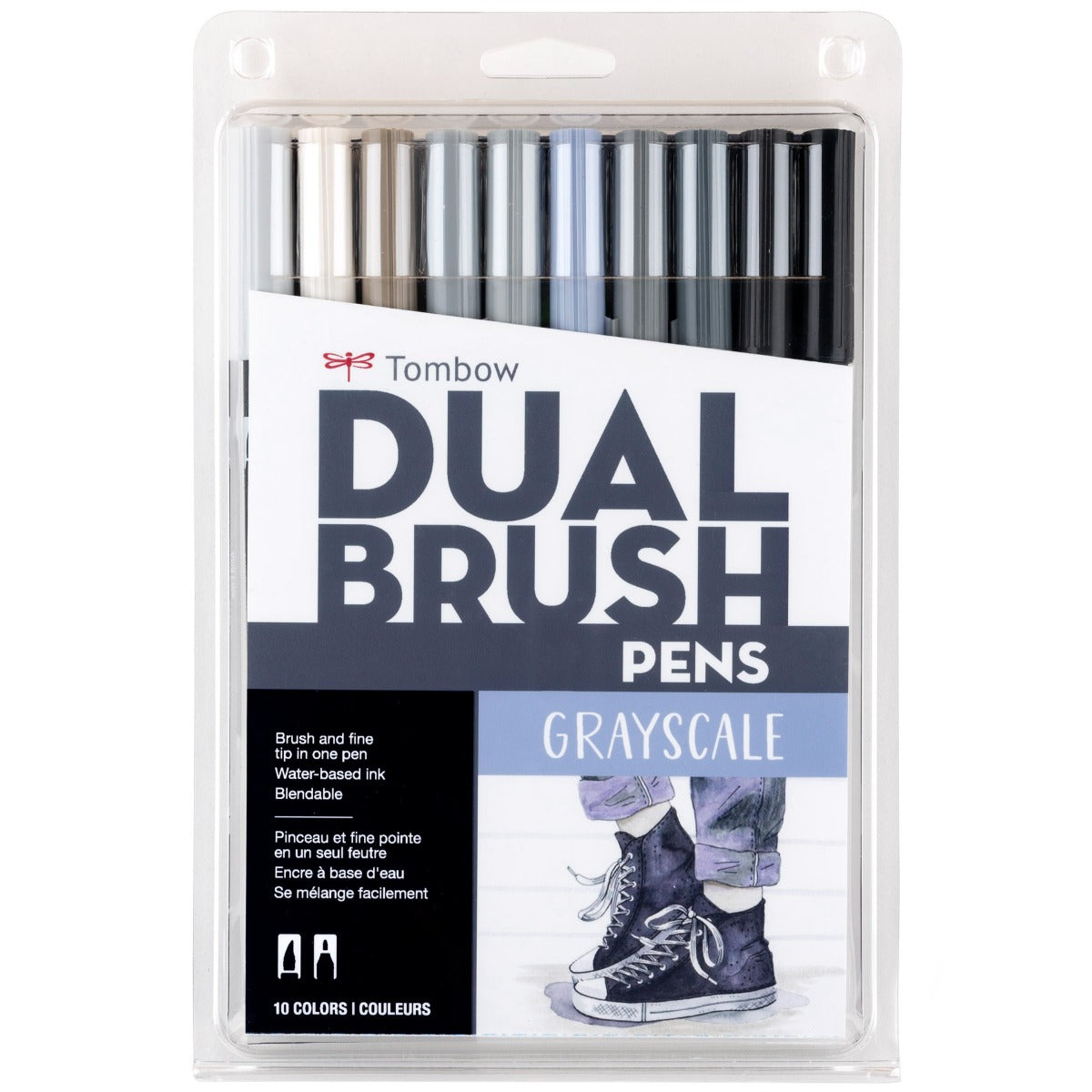 Tombow Dual Brush Pens Grayscale, 10 - product photograph