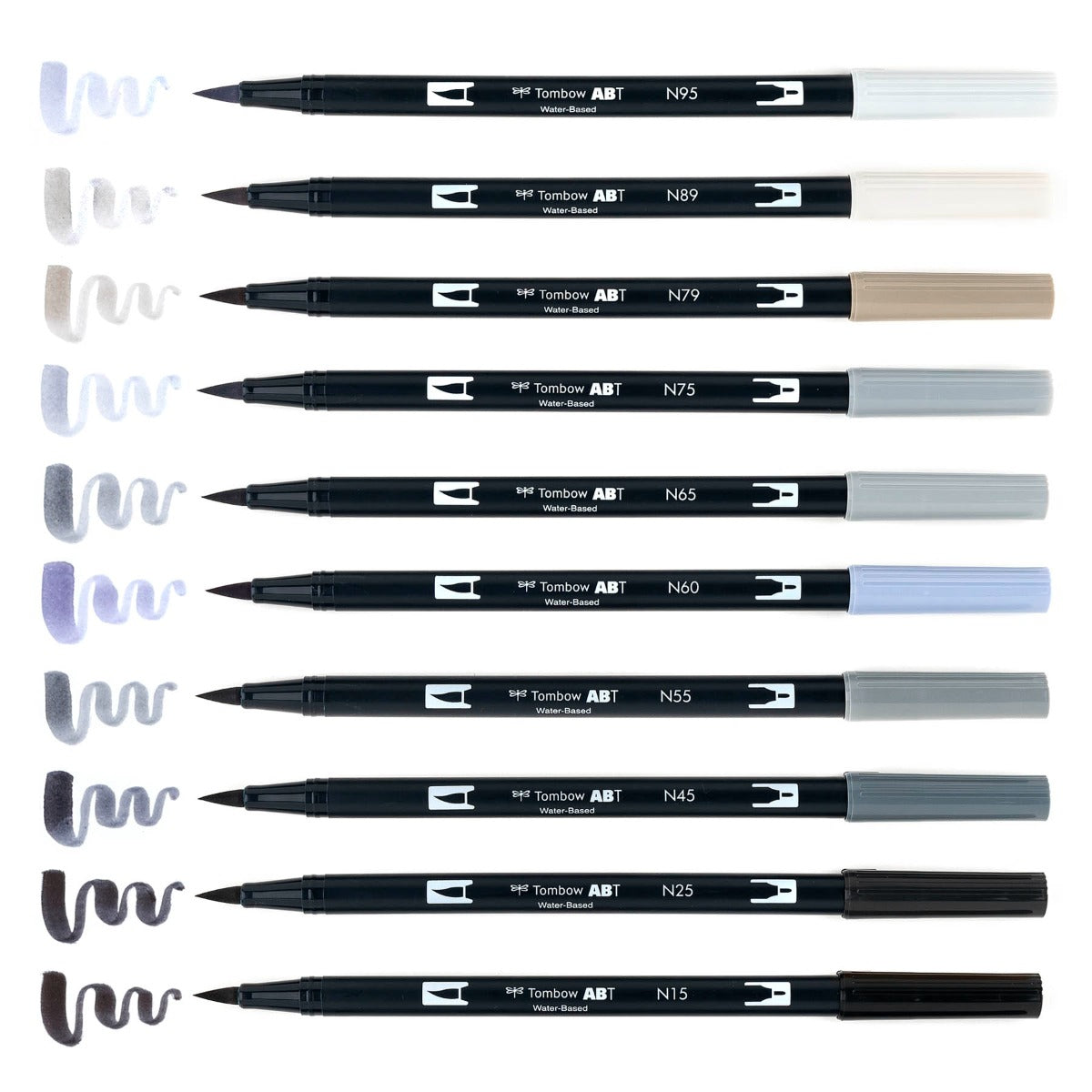 Dual Brush Pen Art Markers, Grayscale, 10-Pack