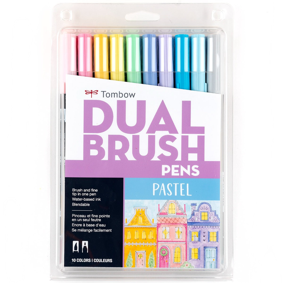 Dual Brush Pen Art Markers, Pastel, 10-Pack