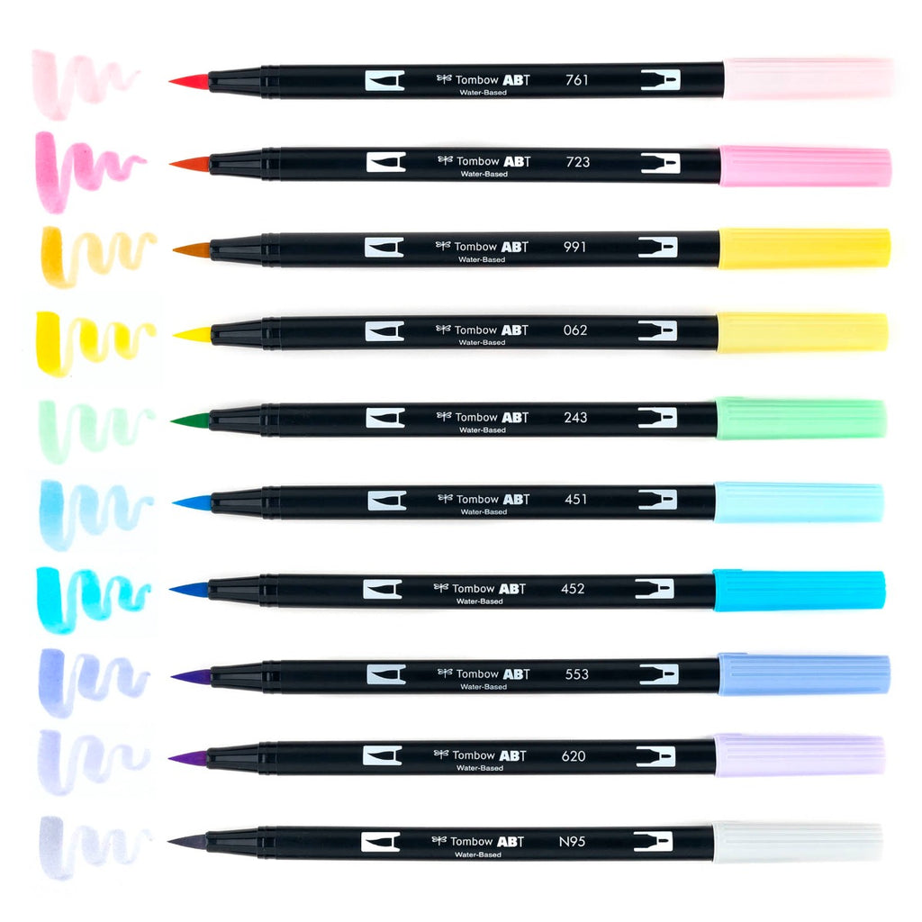 Dual Brush Pen Art Markers, Pastel, 10-Pack