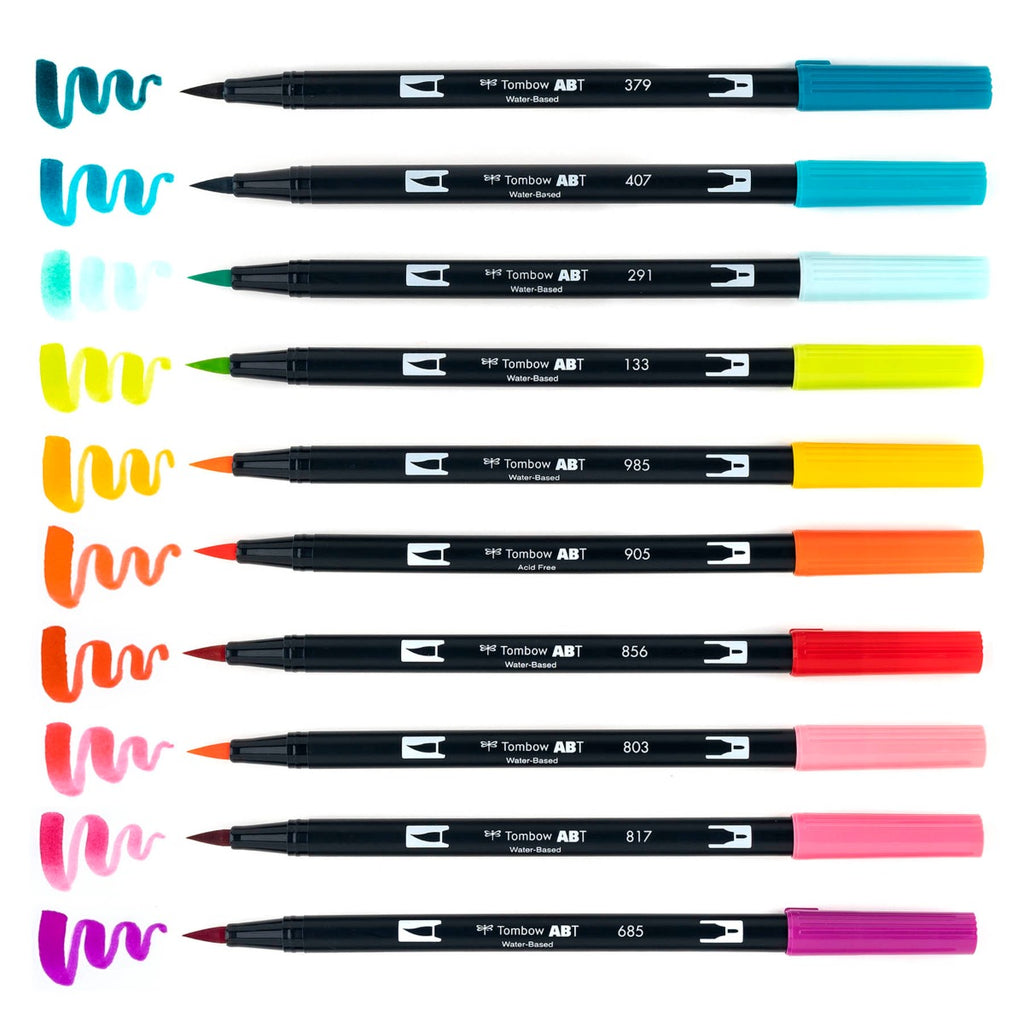 Dual Brush Pen Art Markers, Tropical, 10-Pack
