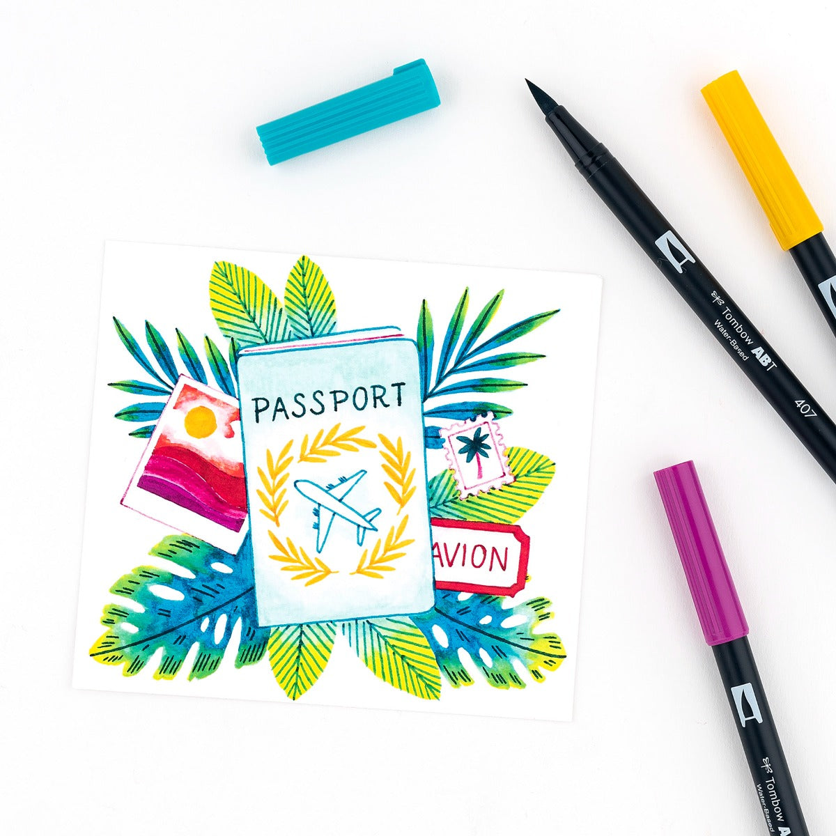 Dual Brush Pen Art Markers, Tropical, 10-Pack