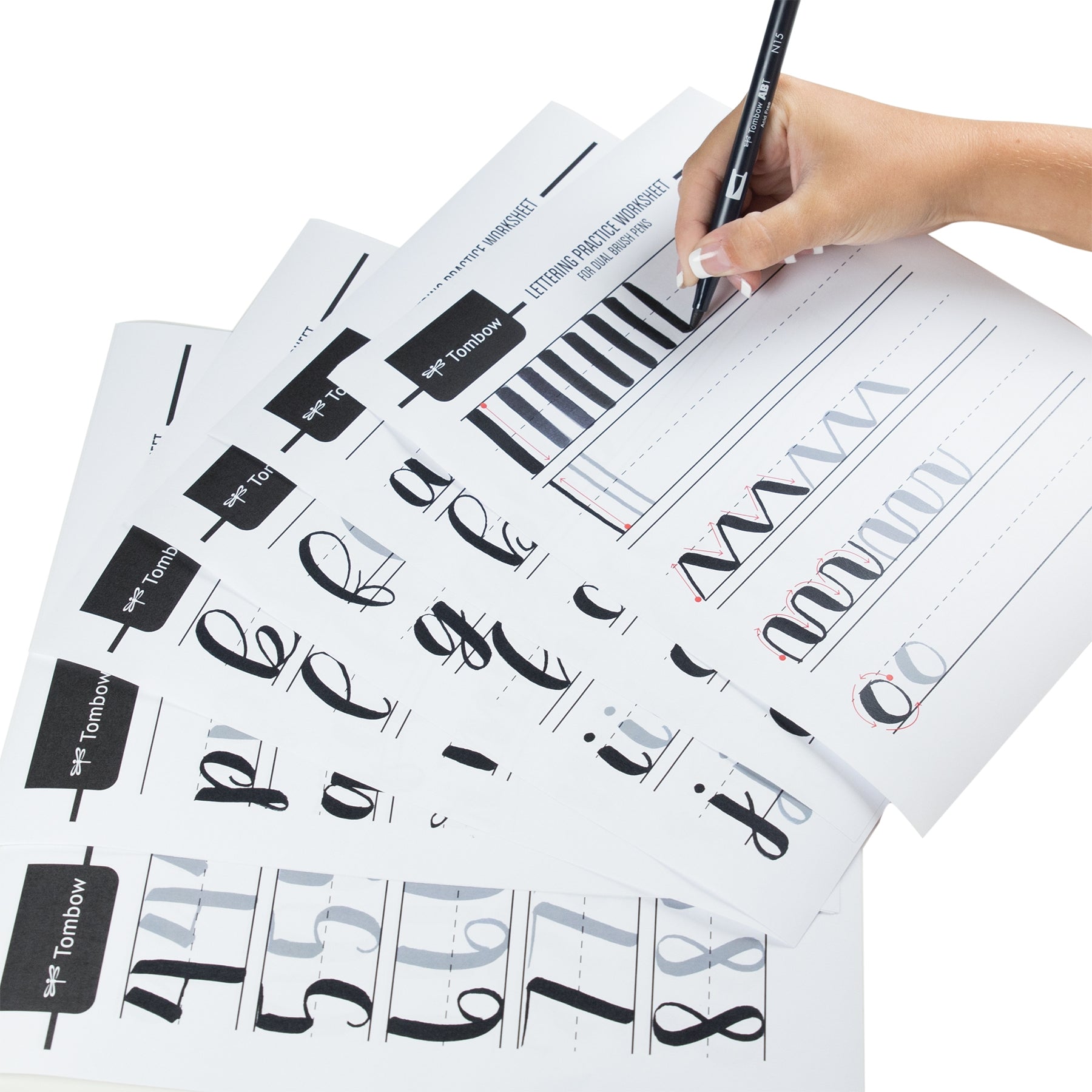 Dual Brush Pen Lettering Practice Worksheets