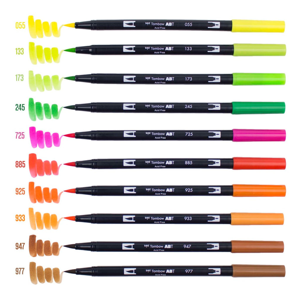 Dual Brush Pen Art Markers, Citrus, 10-Pack