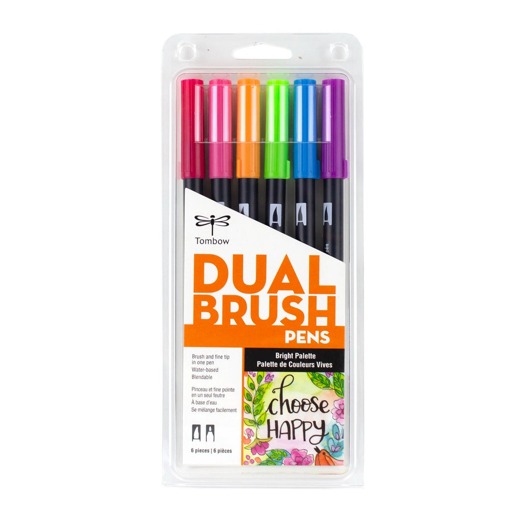Dual Brush Pen Art Markers, Bright, 6-Pack