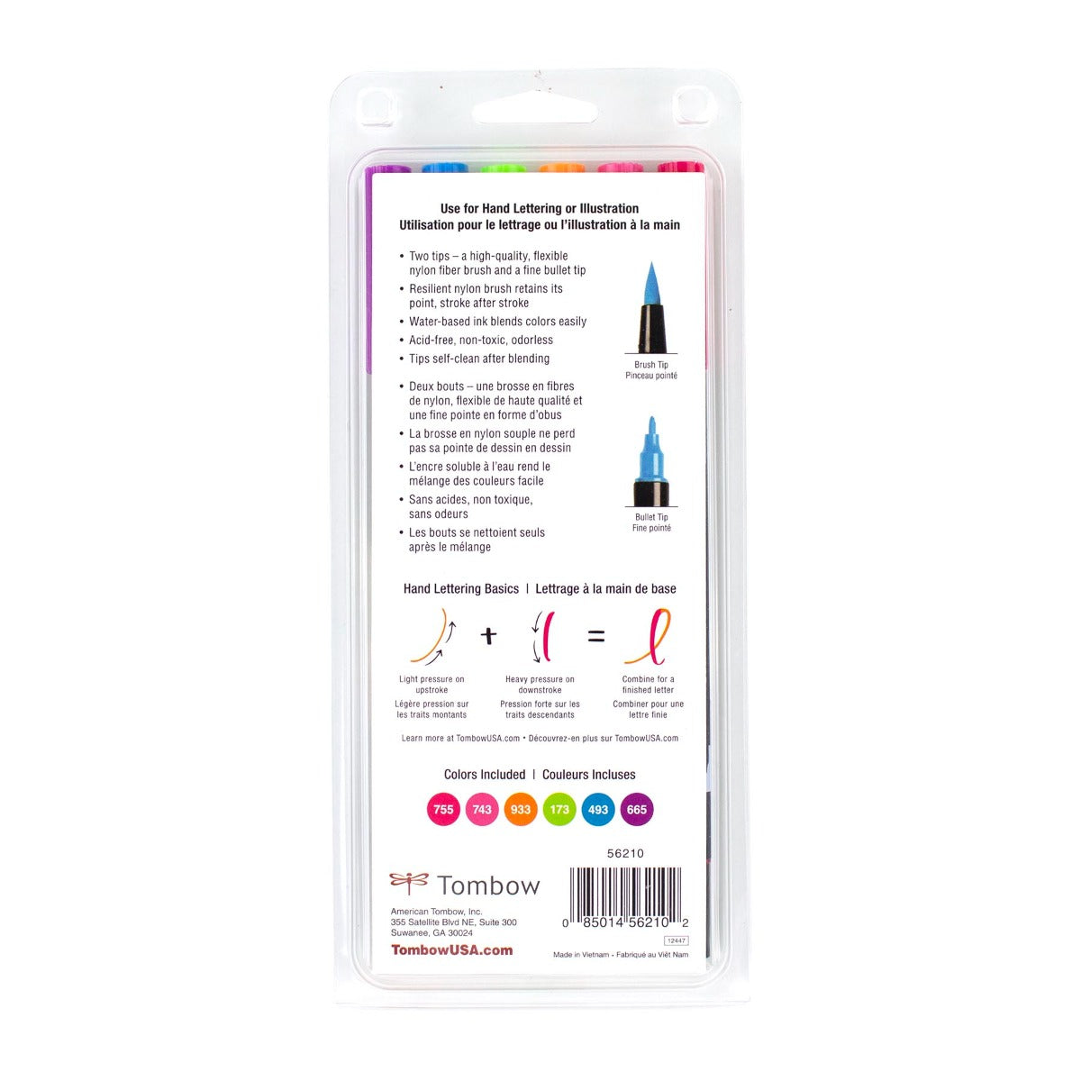 Dual Brush Pen Art Markers, Bright, 6-Pack