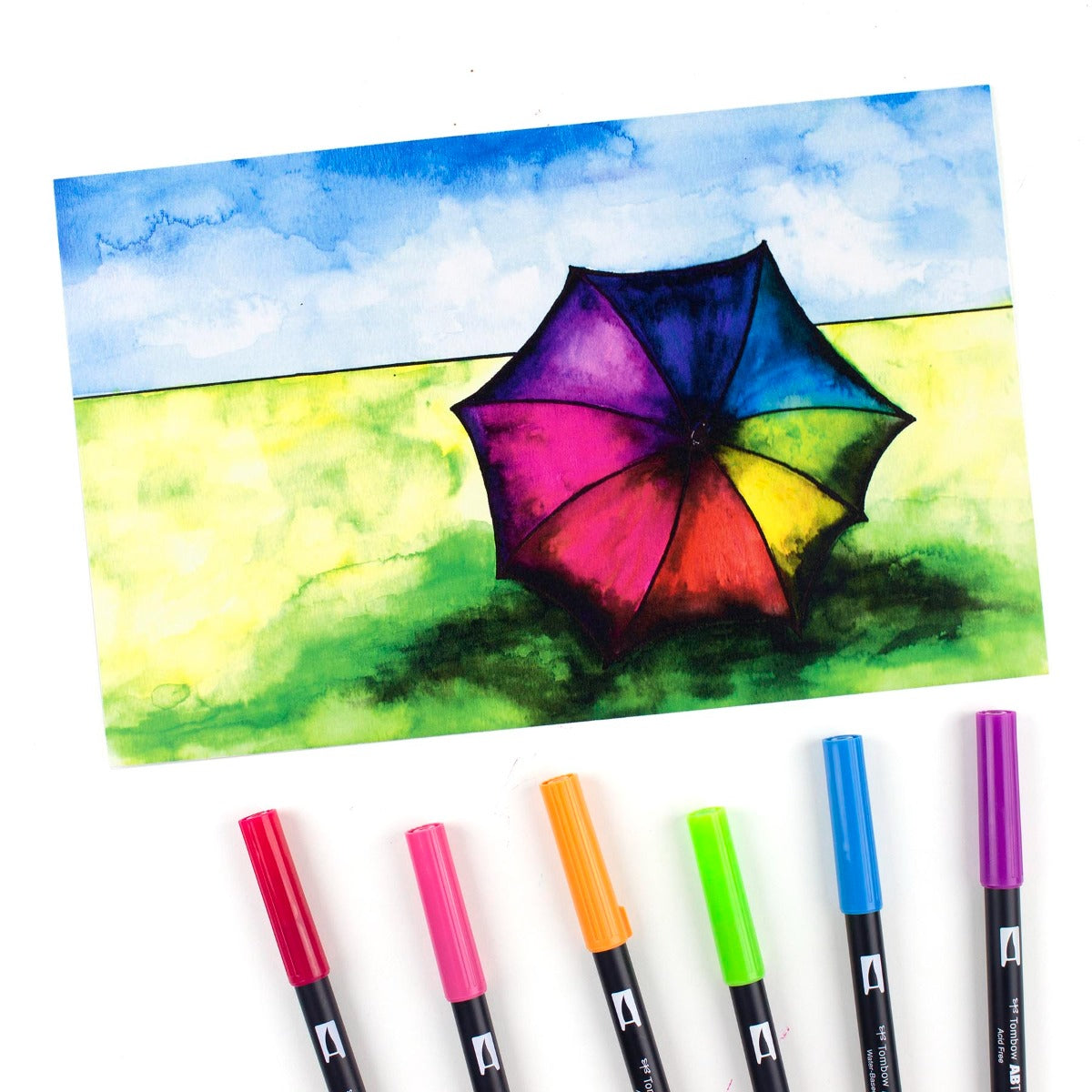 Dual Brush Pen Art Markers, Bright, 6-Pack