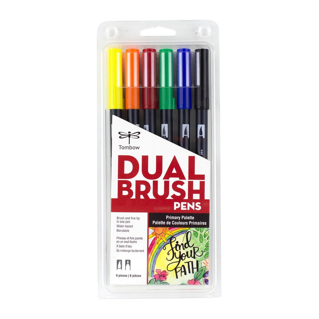 Dual Brush Pen Art Markers, Primary, 6-Pack