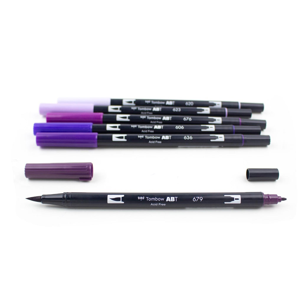 Dual Brush Pen Art Markers, Purple Blendables, 6-Pack