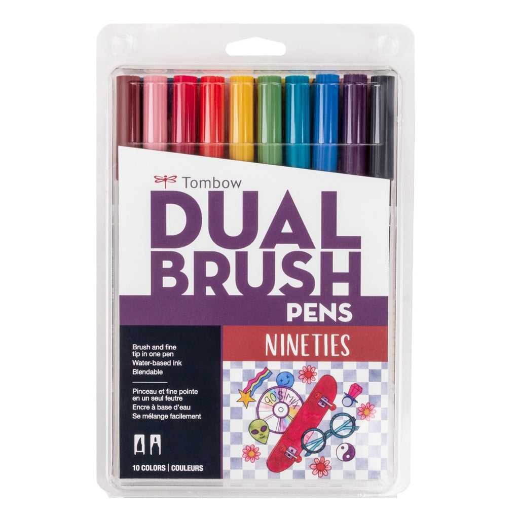 Dual Brush Pen Art Markers 10-Pack, Nineties