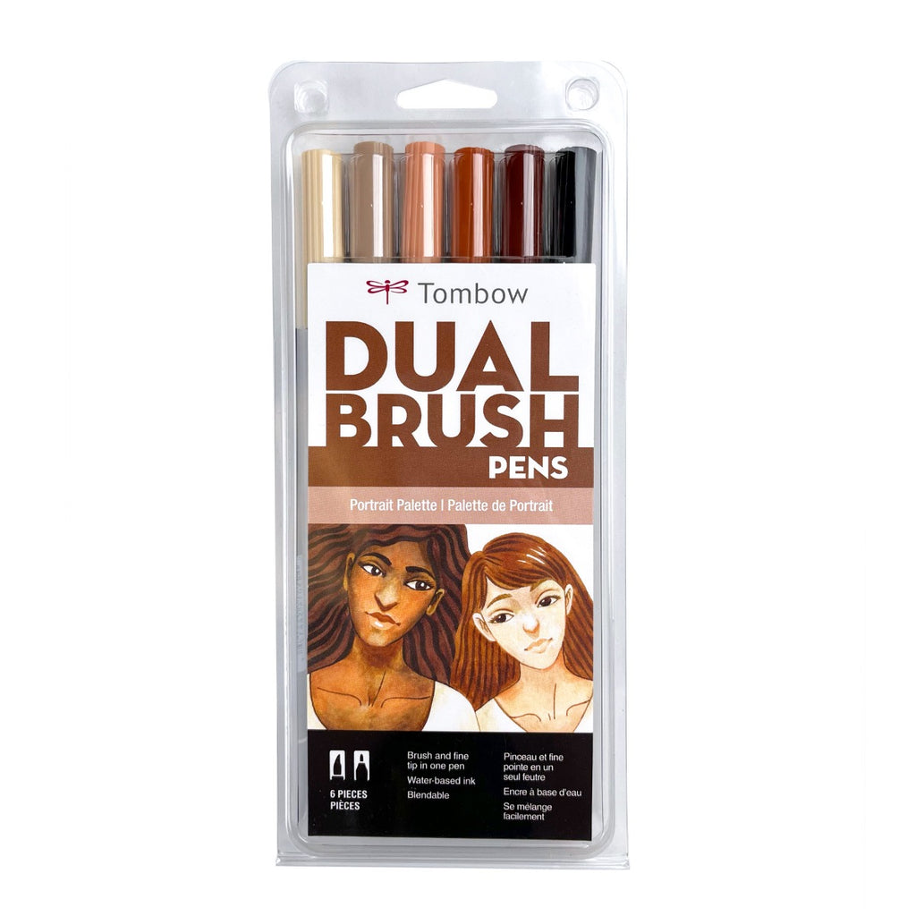 Dual Brush Pen Art Markers, Portrait, 6-Pack