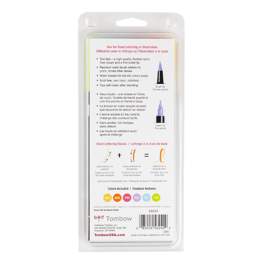 Dual Brush Pen Art Markers, Yay Sorbet, 6-Pack