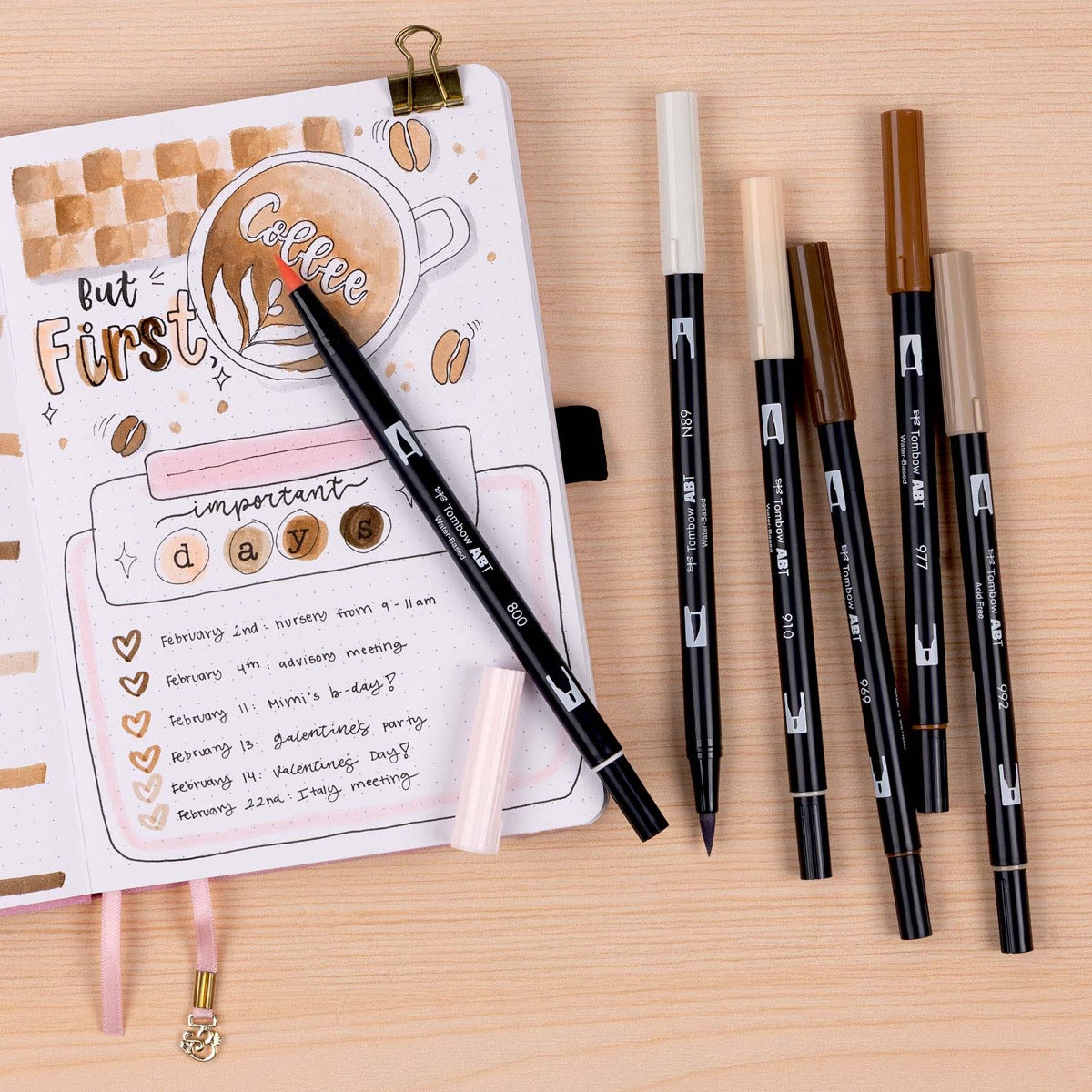Dual Brush Pen Art Markers, Coffee Break, 6-Pack – Tombow USA