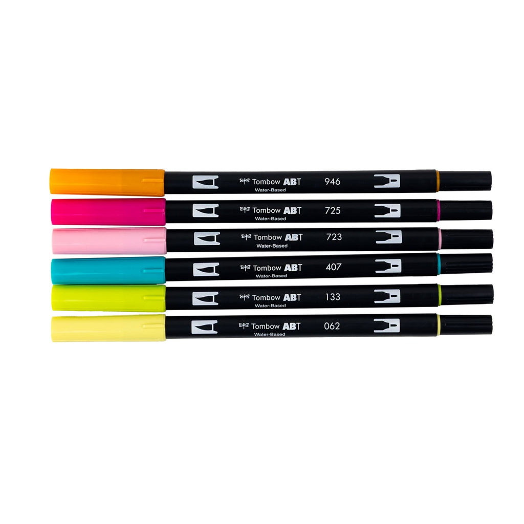 Dual Brush Pen Art Markers, Happy Hour, 6-Pack
