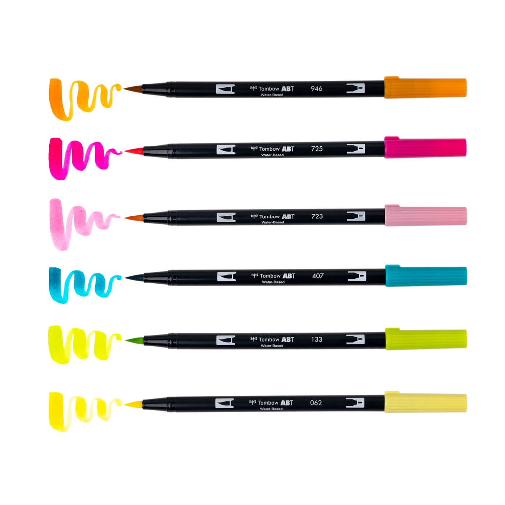 Dual Brush Pen Art Markers, Happy Hour, 6-Pack