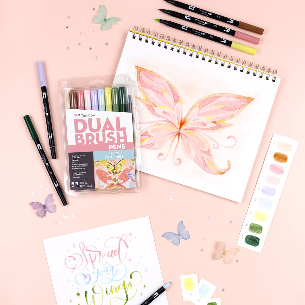 Dual Brush Pen Art Markers, Fairies, 10-Pack