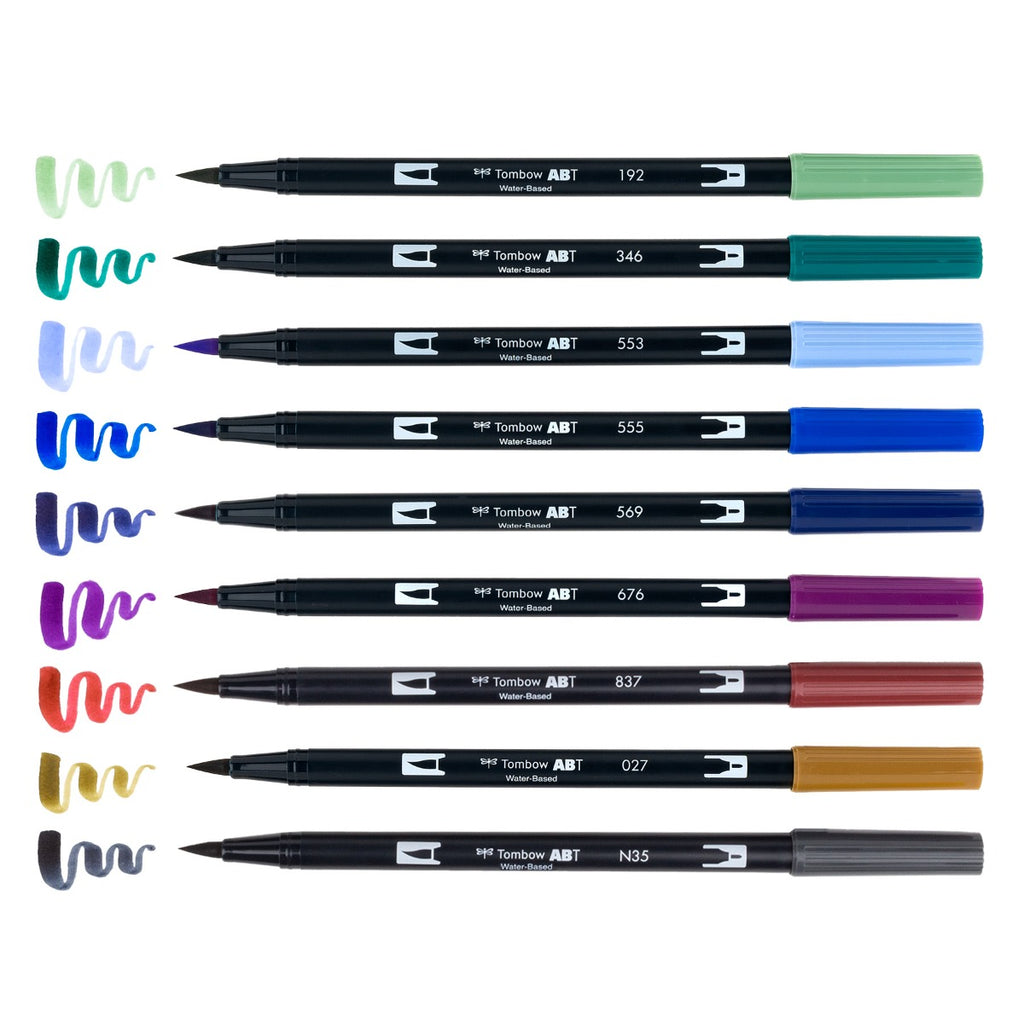 Dual Brush Pen Art Markers, Dragons, 10-Pack
