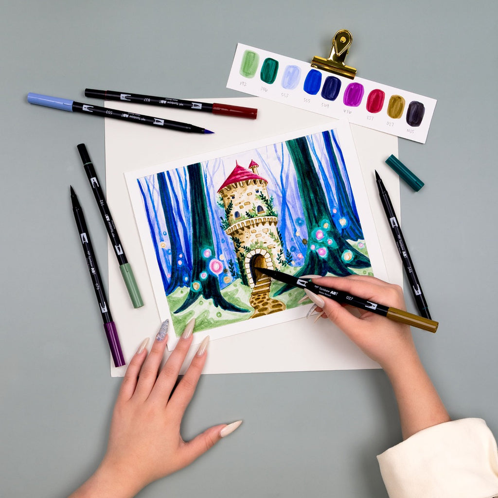 Dual Brush Pen Art Markers, Dragons, 10-Pack