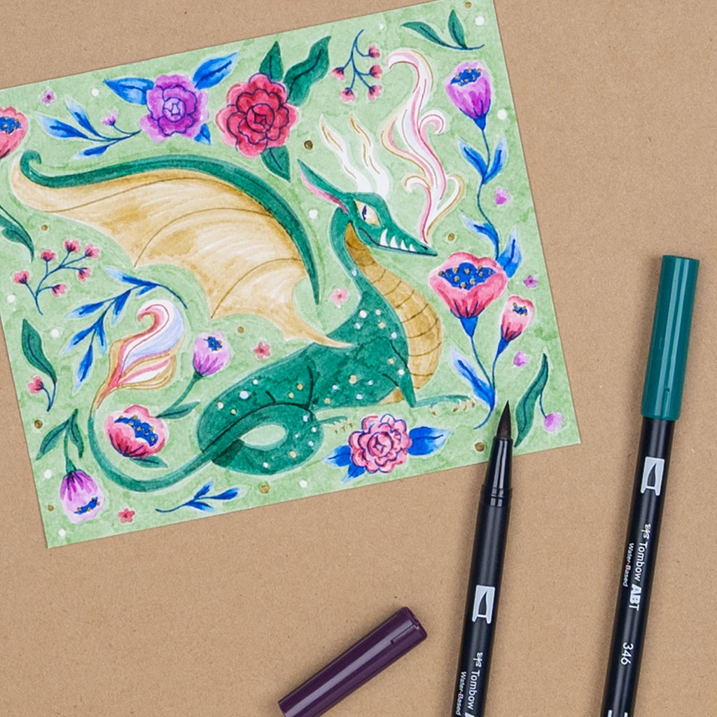 Dual Brush Pen Art Markers, Dragons, 10-Pack