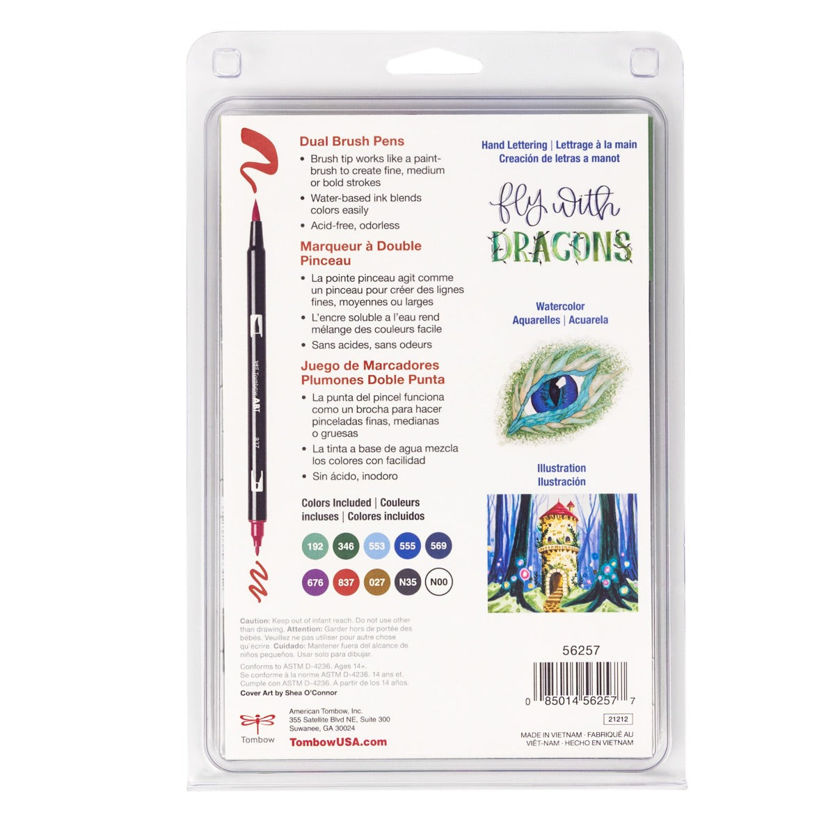 Dual Brush Pen Art Markers, Dragons, 10-Pack