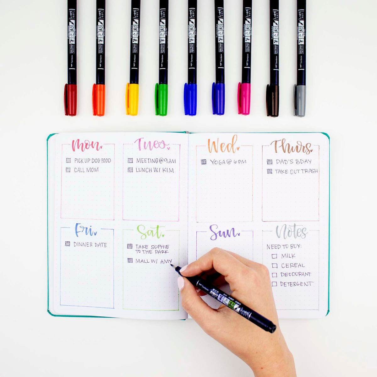 Fudenosuke Colors Brush Pen Set, 10-Pack | Calligraphy & Lettering