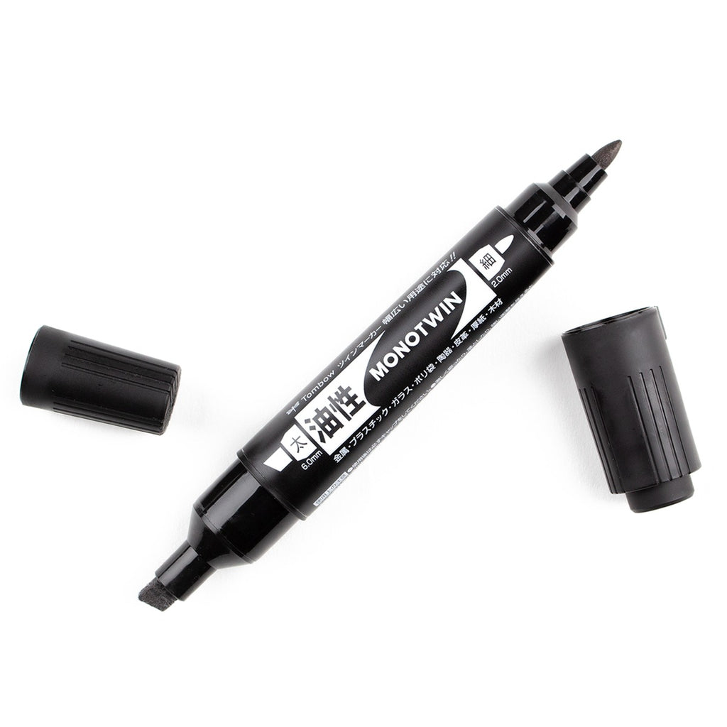 MONO Twin Permanent Marker, Fine & Chisel Tips, Black Ink