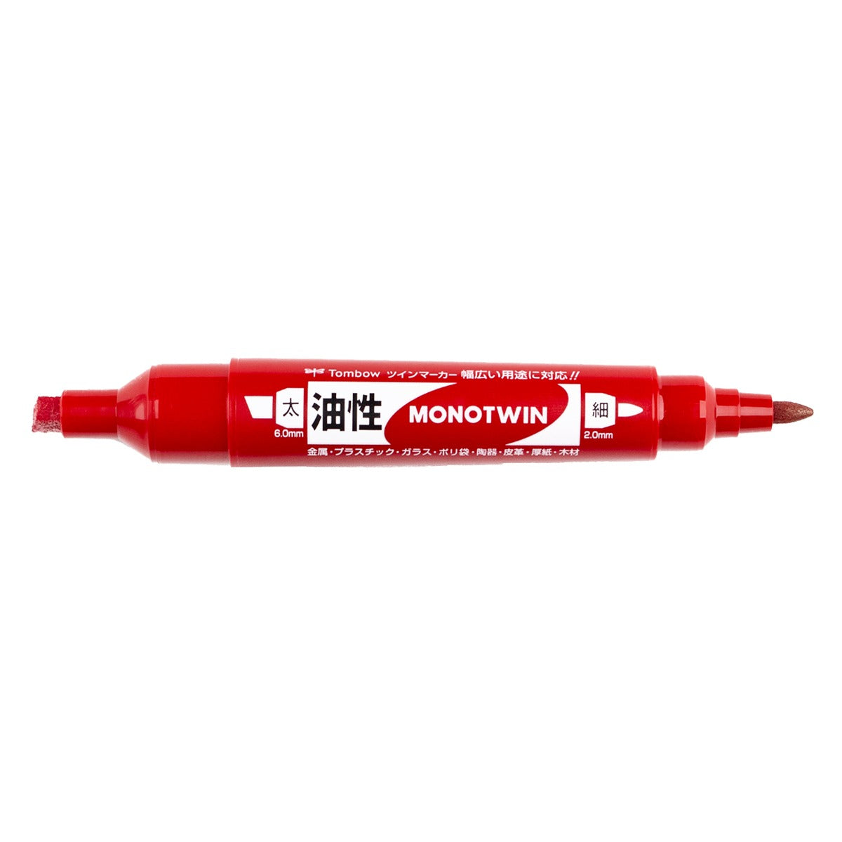 MONO Twin Permanent Marker, Fine & Chisel Tips, Red Ink
