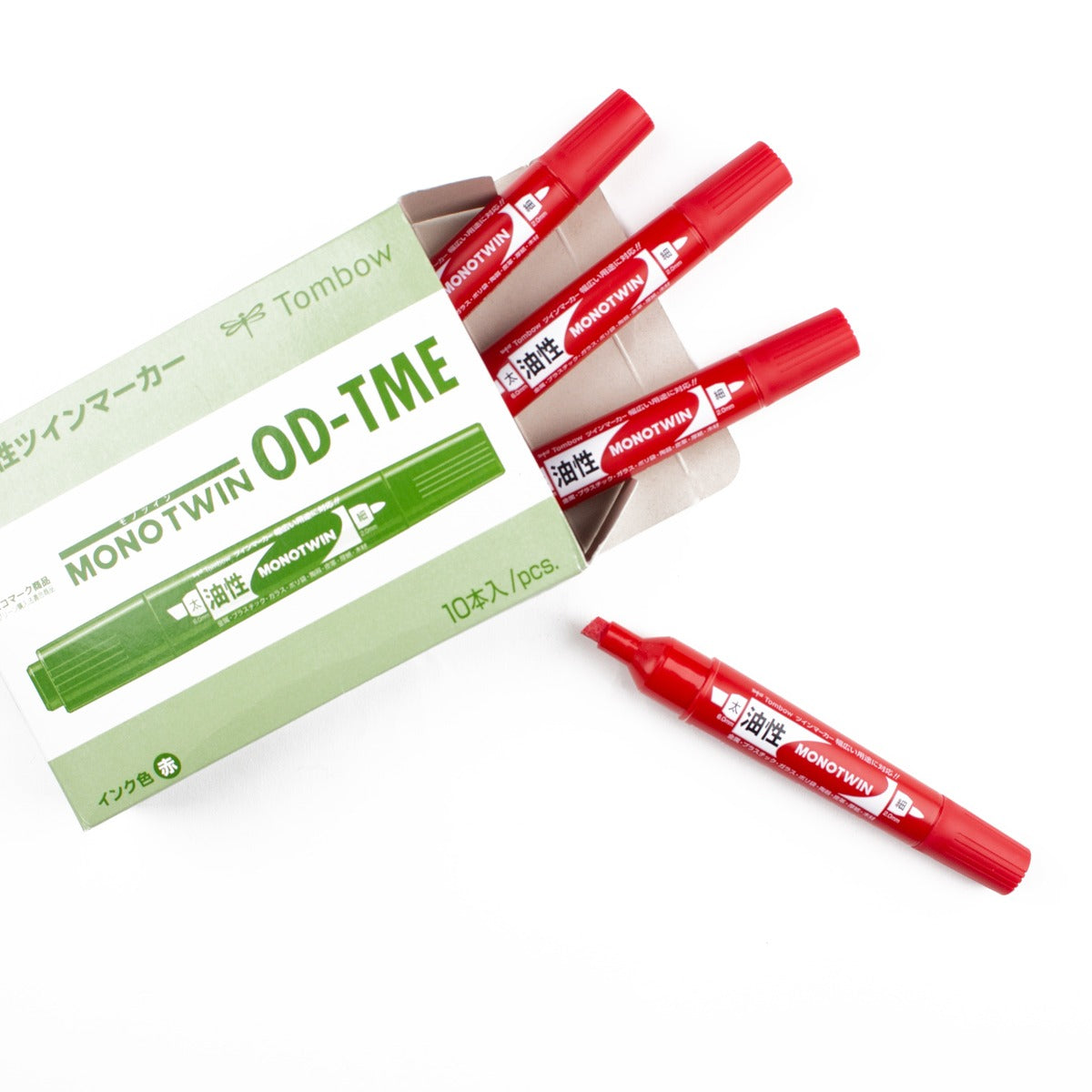 MONO Twin Permanent Marker, Fine & Chisel Tips, Red Ink