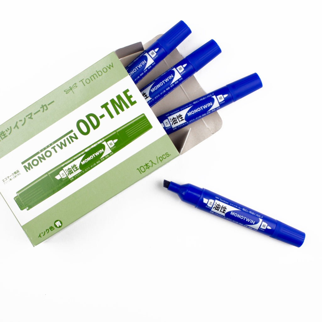 MONO Twin Permanent Marker, Fine & Chisel Tips, Blue Ink