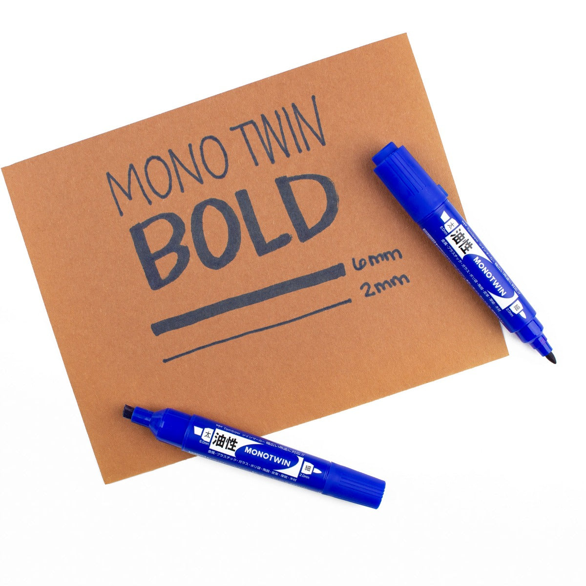 MONO Twin Permanent Marker, Fine & Chisel Tips, Blue Ink