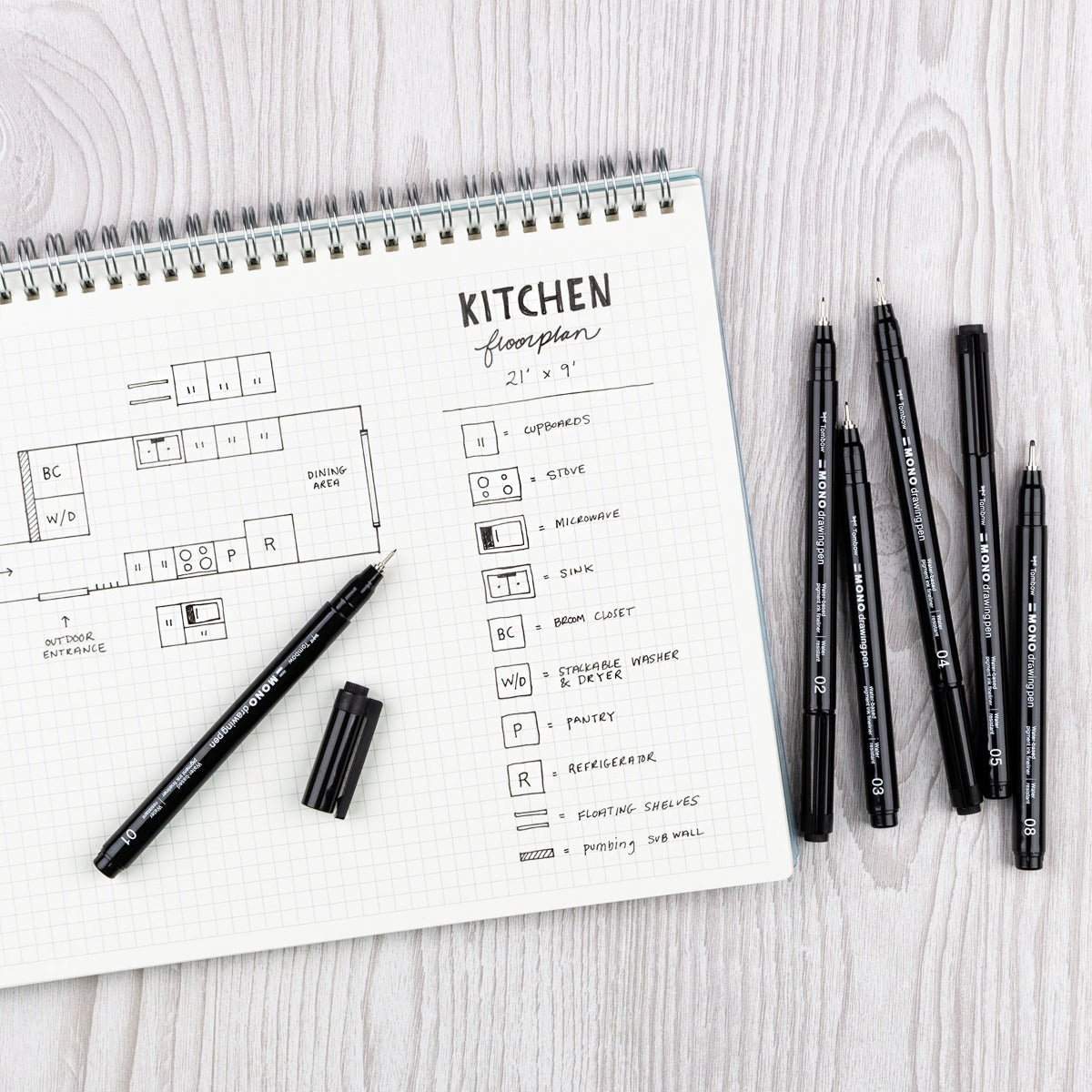 MONO Drawing Pen, 6-Pack