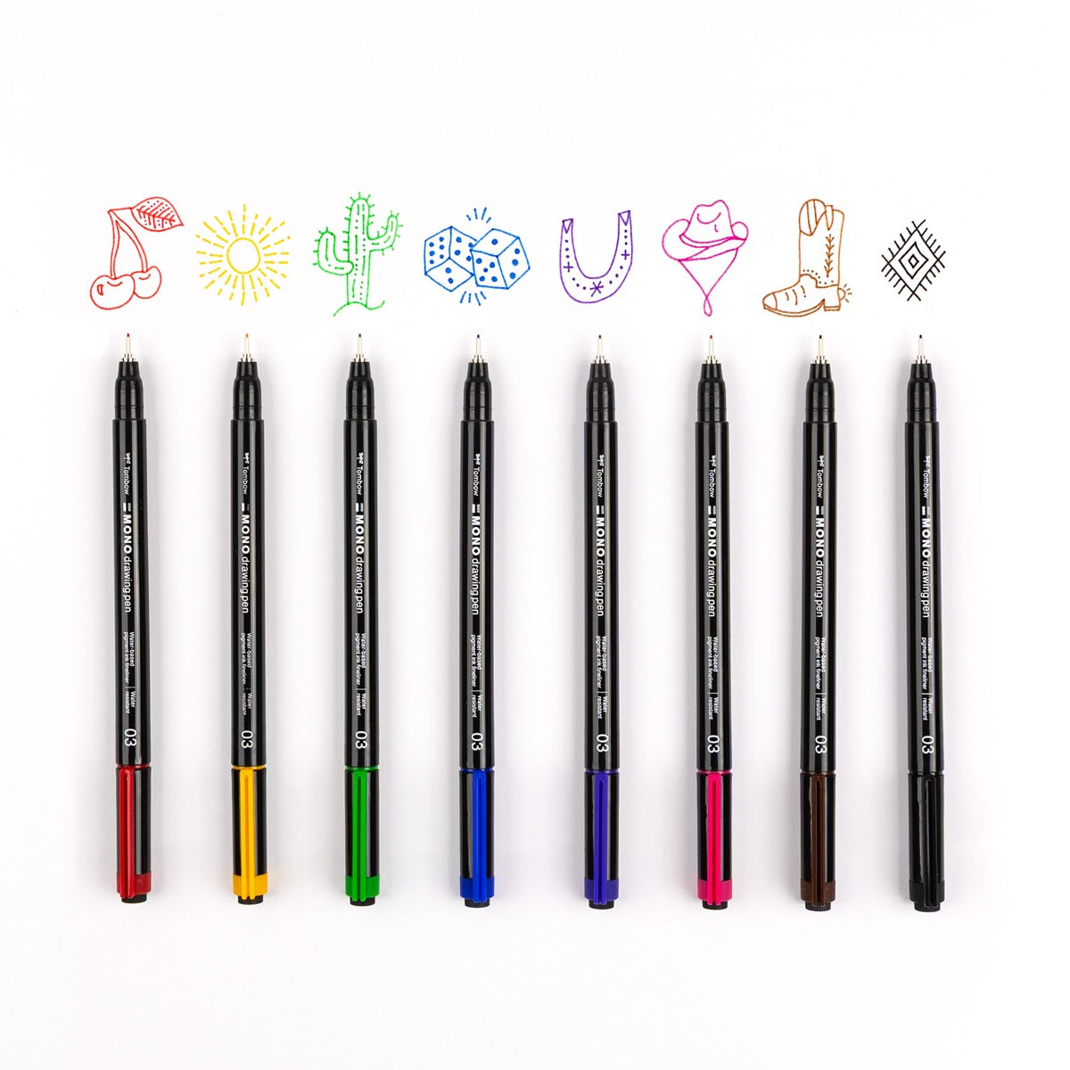MONO Drawing Pen Colors, 8-Pack