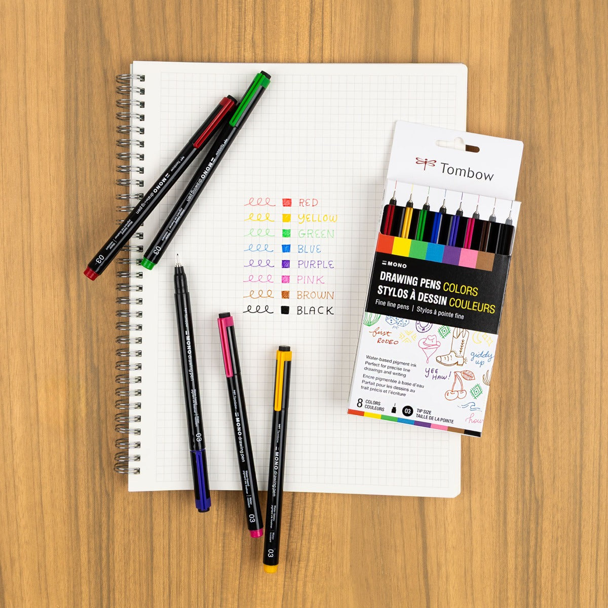 MONO Drawing Pen Colors, 8-Pack