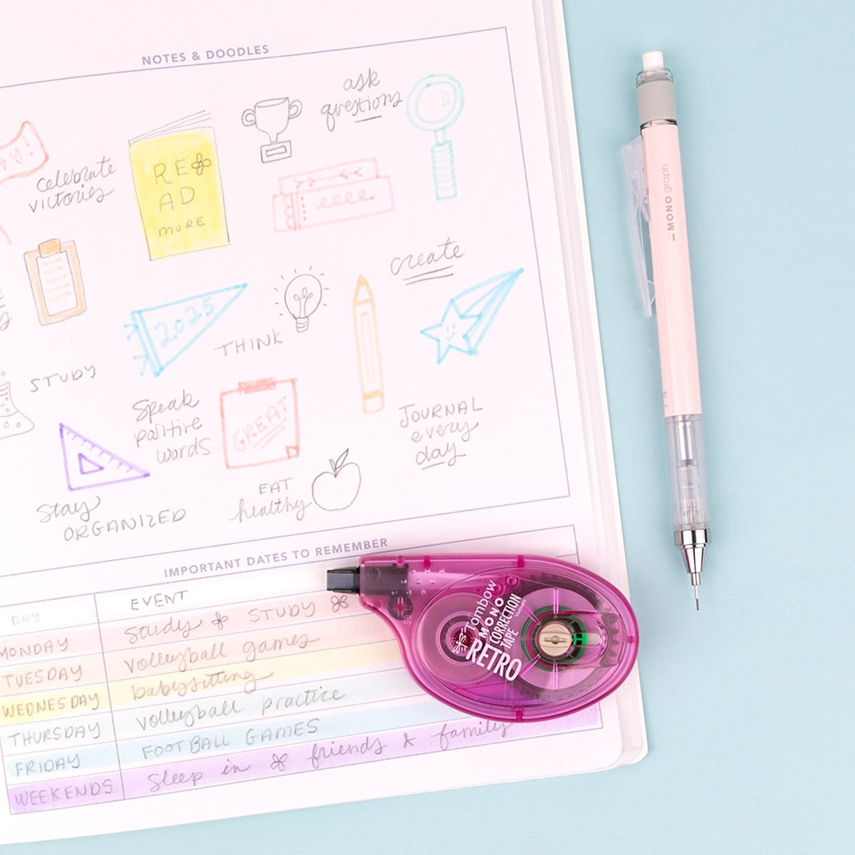 MONO Correction Tape, Retro, 10- Pack